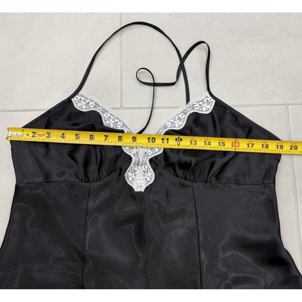 Apt. 9 Slip Dress Women's XL Black Satin White Lace Trim Romantic Coquette - Picture 5 of 5